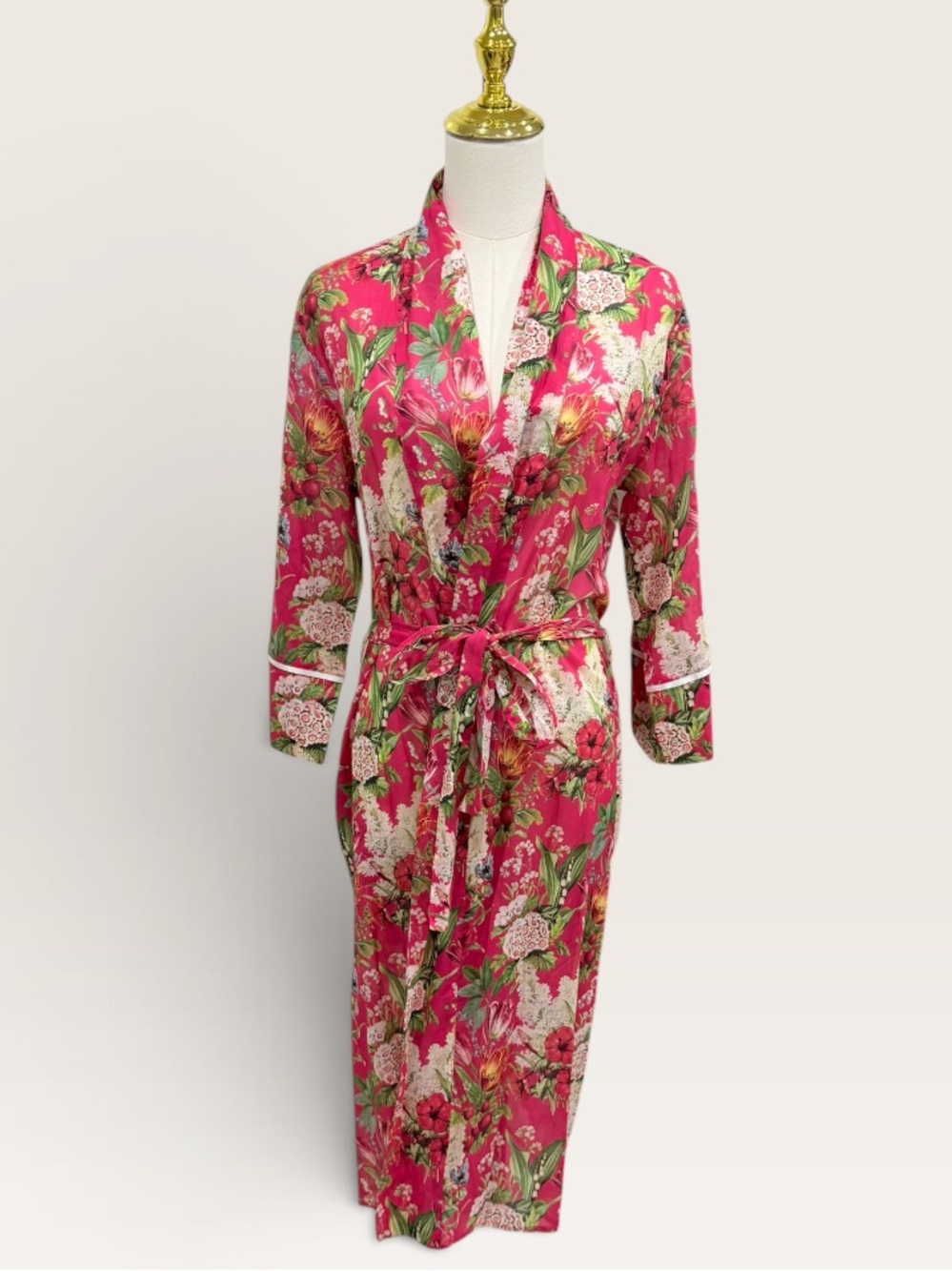 Papinelle Small Clara Midi Robe 100% Cotton Geranium Pink Floral Print Nwt — image 5 of 8